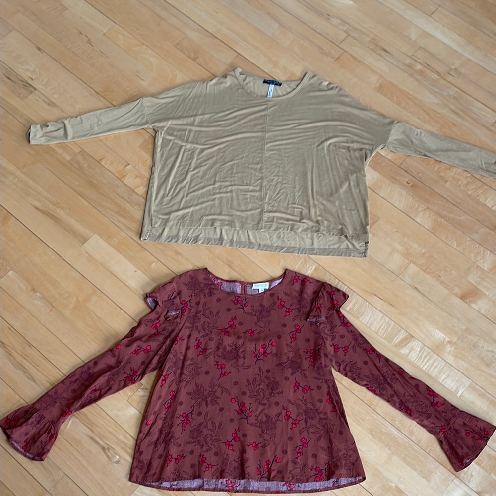 Mustard Long Sleeve Top and Floral terracotta Blouse